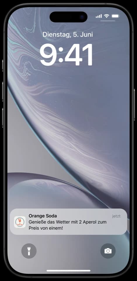 Push-Nachricht auf dem iPhone-Sperrbildschirm